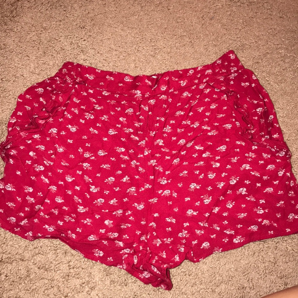 Urban outfitters red flowy shorts